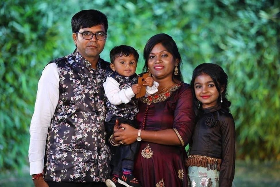 Patel family: father, mother, 11-year-old girl, 3-year-old boy